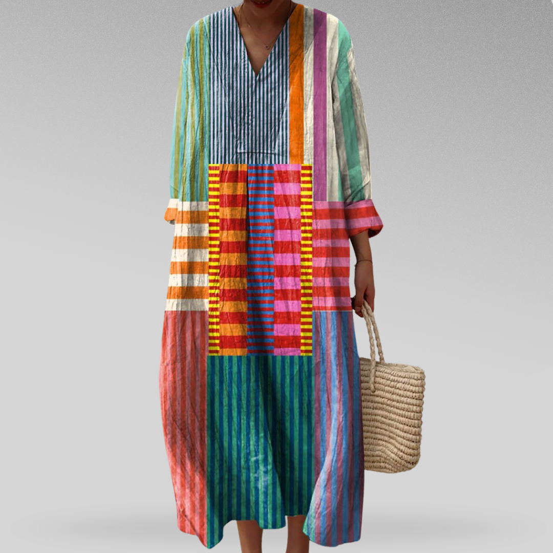 Naomi™ | Kleurblok Breeze maxi-jurk