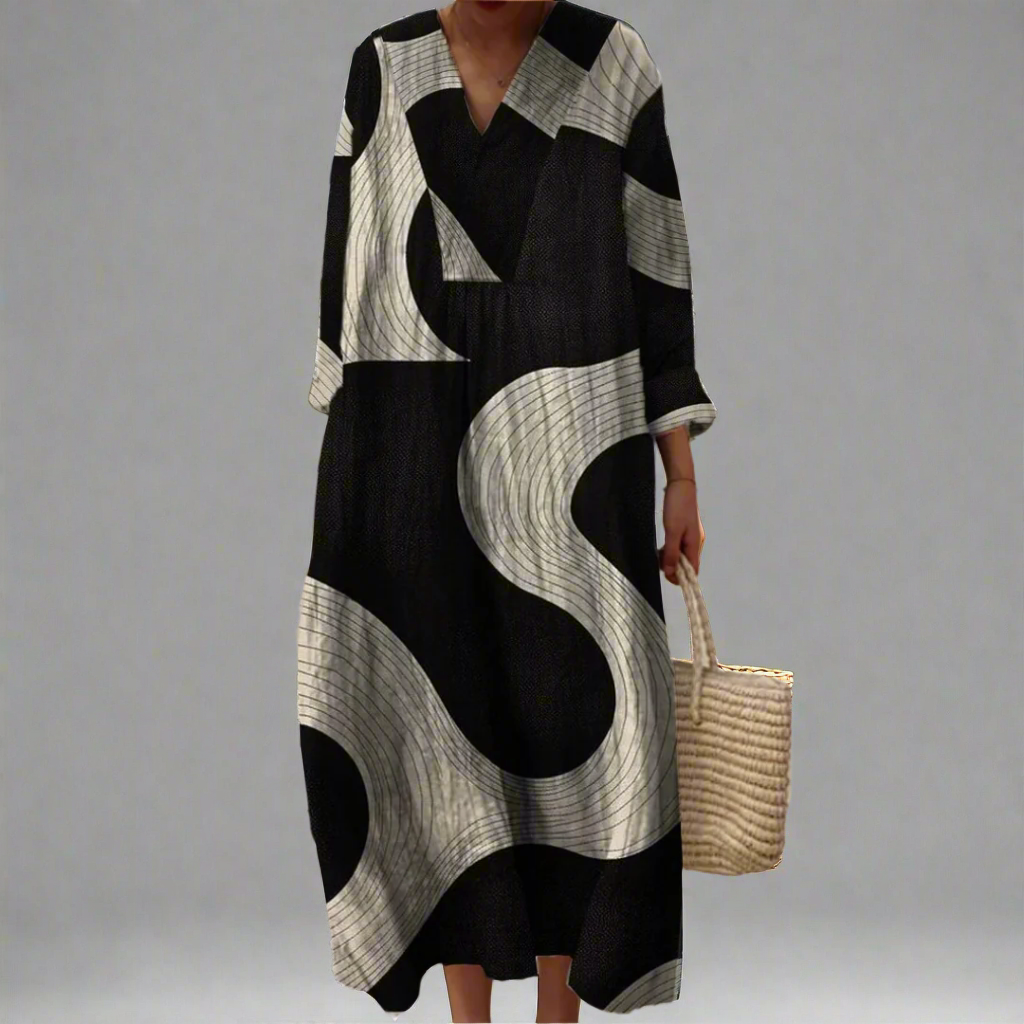 Claudine™ | Abstracte vloeiende maxi-jurk